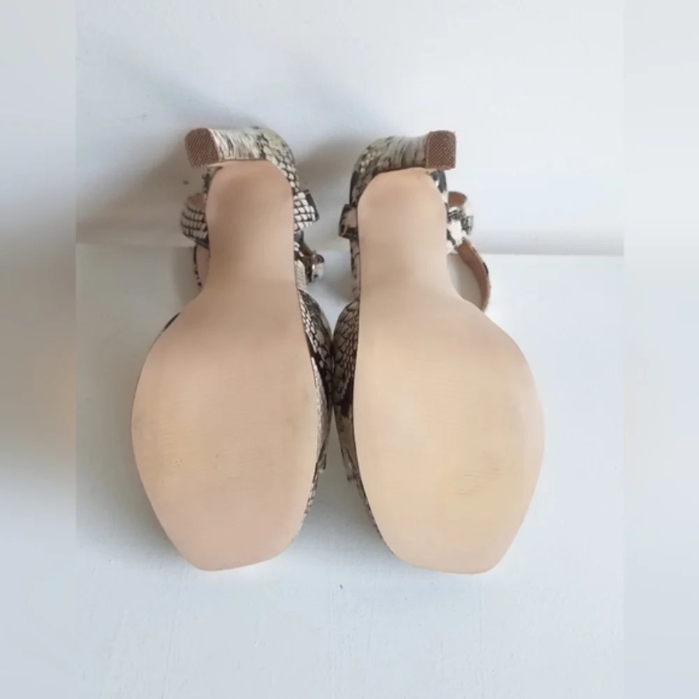 Steve Madden Luv Gold Snake Platform Ankle Strap Heels - Picture 7 of 13